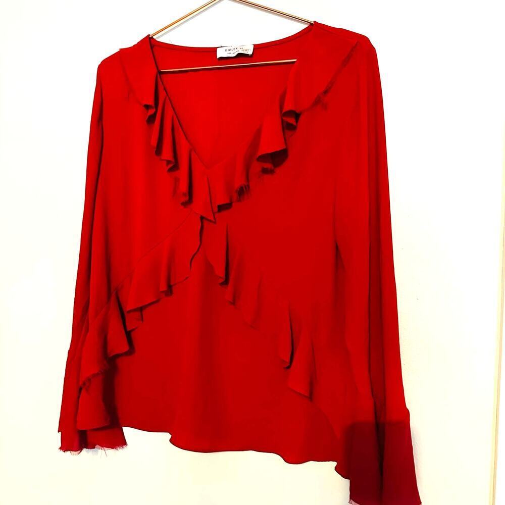Bailey 44 Red Ruffled Layered Long Sleeve Blouse Size Large
